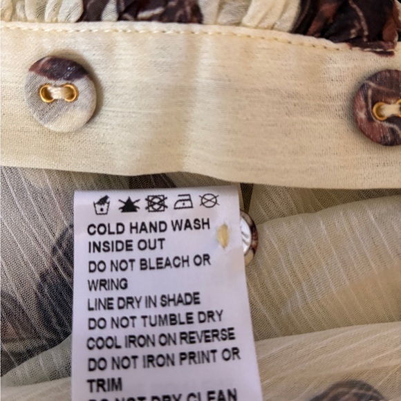 Princess Polly Floral Tie-Waist Sheer Peplum Top Size 4 Cream Brown - Picture 8 of 10